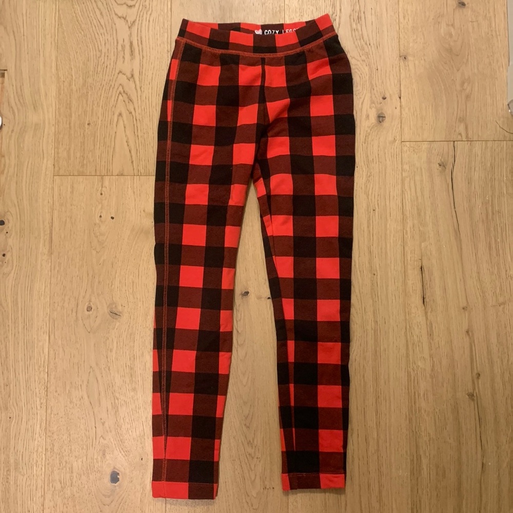 Red and black plaid cozy leggings